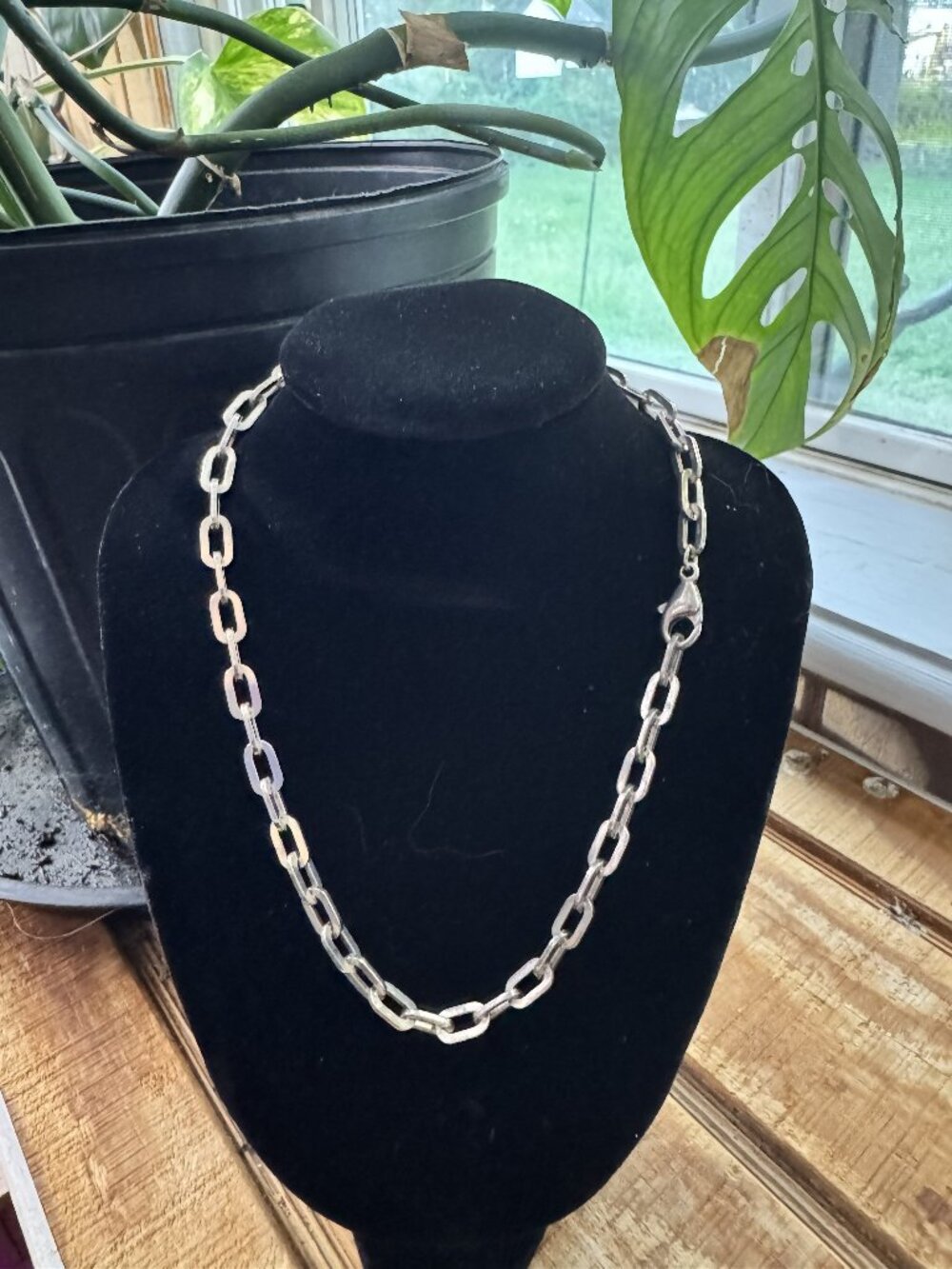 Solid 925 Sterling Silver Cartier Link Chain Necklace - 16 Inches